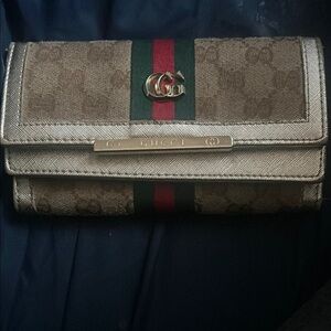 Gucci Ophidia  Beige and Green Wallet​
